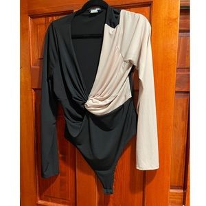 Fashion Nova Curve Beige and Black BodySuit 3X